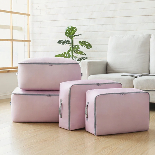 Closet Organizers, Big Capacity Breathable Storage Bags With Lids, Quilts Clothes Blankets Pillows Sweaters Organizer Box, Bins