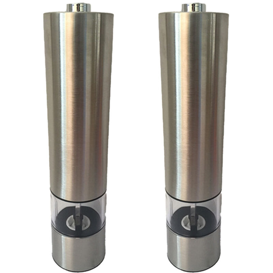 Electric Salt and Pepper Grinder Set, Automatic One Handed Operation,Ceramic Grinder, 2pcs metal