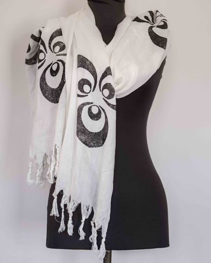 Shawl, Scarf, Hand Printed Organic Willow Fiber Scarf/ Shawl/ Wrap, Natural Super Soft Pashminas, Autumn Wraps, Dye