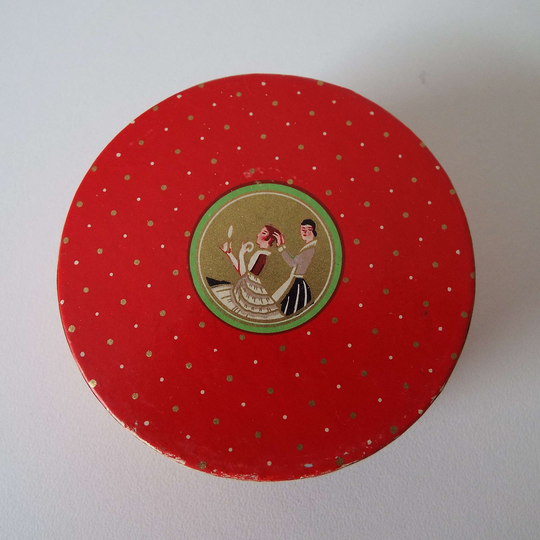 Vintage Art Deco Richard Hudnut Three Flowers Face Powder Box Unused Compact 1930's Vanity Storage Cosmetics Make-Up