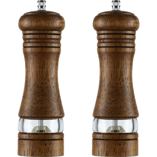 Fvbjd - Wood Salt and Pepper Grinder Mills Sets, Classic Manual Salt Grinder Refillable Pepper Mill Sets 6 Inch Antique + Antique Color Box