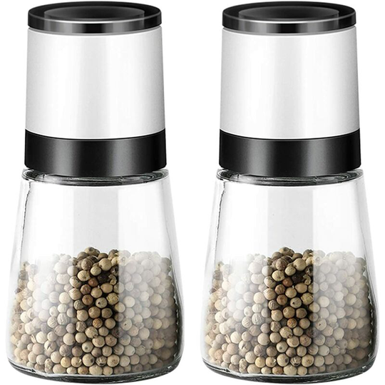 Readcly - Salt and Pepper Mill Set Quality Spice Mill Easy Adjustable Ceramic Mechanism 2 Refillable Empty Design Spices Crushers Manual Herbs