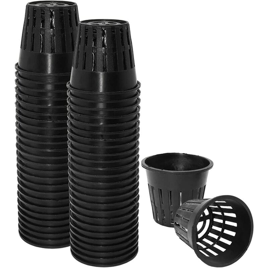 Hydroponic baskets 50PCs hydroponic planning net mesh cup reusable pot long -lived garden net plastic cup black net mass for aeroponic hydroponic