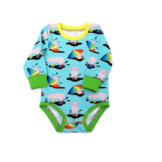 Organic Baby Bodysuit, Little Pigs Rainbow Vest, Prem To 4 Years, New Gift, Babygro Made in The Uk, Toddler Unisex Clothing
