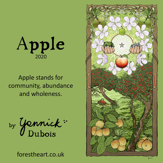Apple Tree, Tree Wisdom Banner, 100 X 50 cm, Organic Cotton Wall Hanging, Celtic Art