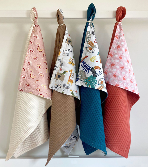 Organic Baby Blanket, Waffle Pique Animal Cuddly Rainbow Blanket