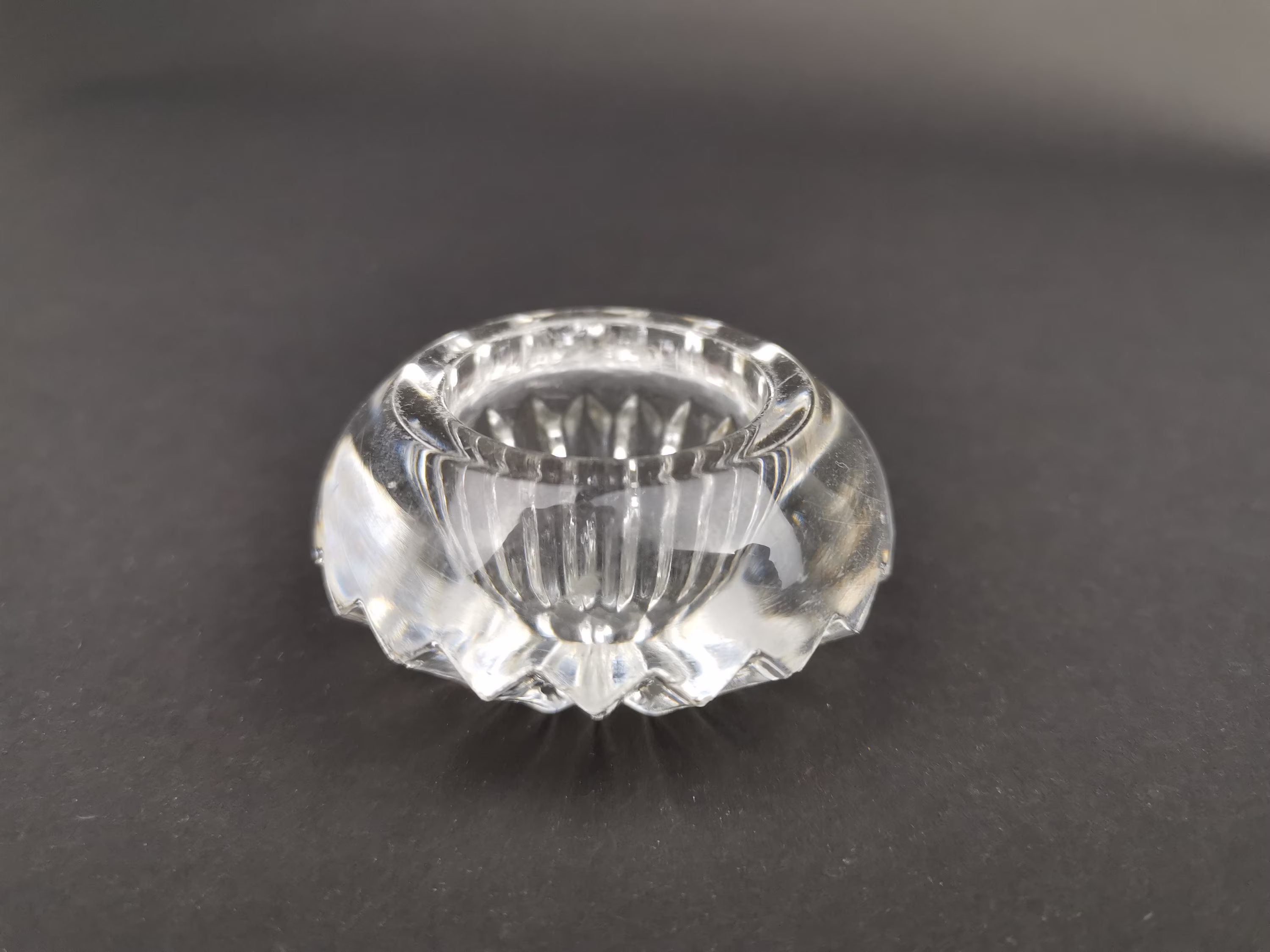 Vintage Salt Cellar Dip Bowl Dish Clear Cut Crystal Glass