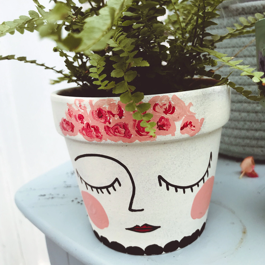 Hand Painted Face Pot