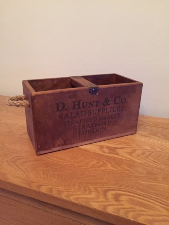 Solid Hardwood Waxed Storage Box With Rope Handles - Hunts
