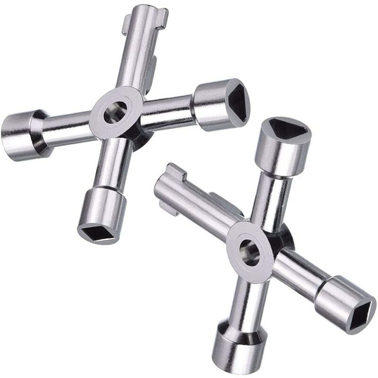 Pieces 4 Way Multifunction Utility Key for Electric Water Gas Box Medicine Cabinet Opening Key (Silver)