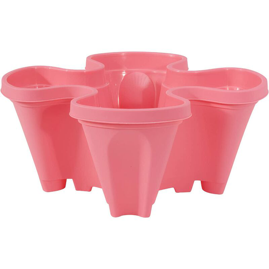 Readcly - Stackable Vertical Planter Stand, Multi-Layers, Vertical Four Petal Flower Pot with Tray for Garden, Balcony, Strawberry, Herb, Orange, Pink