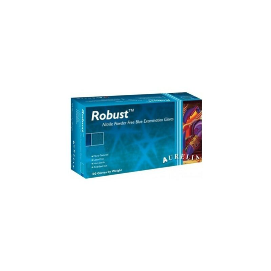 Robust Nitrile Powder Free Disposable Examination Gloves (Pack Of 100) (s) (Blue) - Blue - Aurelia