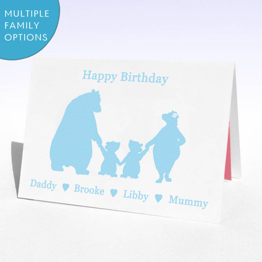 Personalised Birthday Bears Birthday Card, Powder Blue/Blue/White