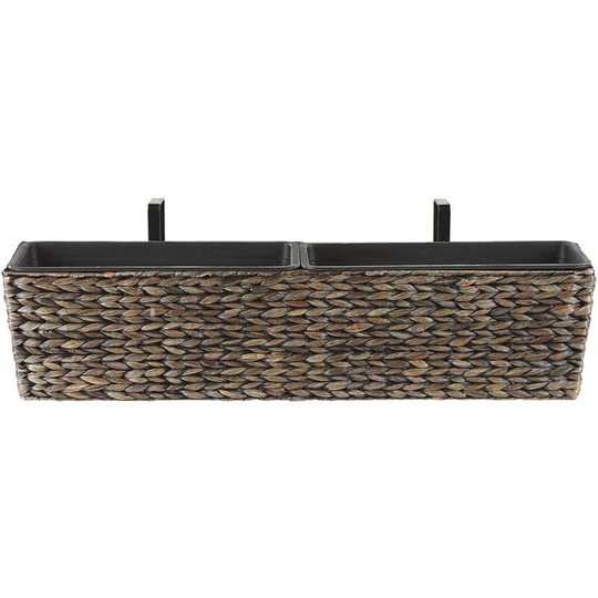 Plant Pot Brown Indoor Outdoor Water Hyacinth Weave Handles 80 x 20 cm Kawala - Brown