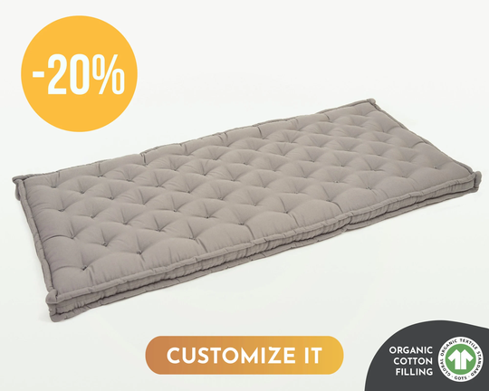 Organic Cotton 2.5'' Grey Cushion | Tufted 60'' X 26'' 4'' Sale