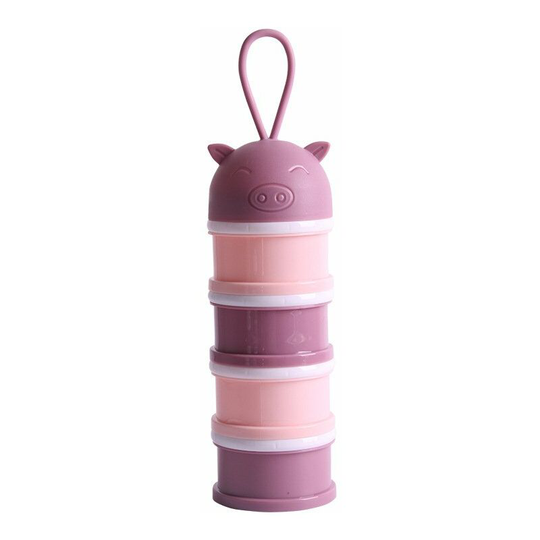 Baby Milk Powder Dispenser with 4 Layers, Anti-Spill Milk Powder Dispenser, Storage Box for Kids, Portable Storage Box for Outdoor Travel, Pink