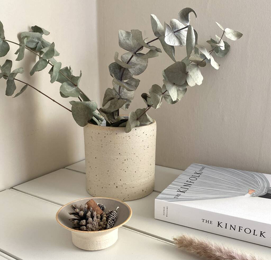 Large Stoneware Plant Pot Speckled, Oat Or Charcoal