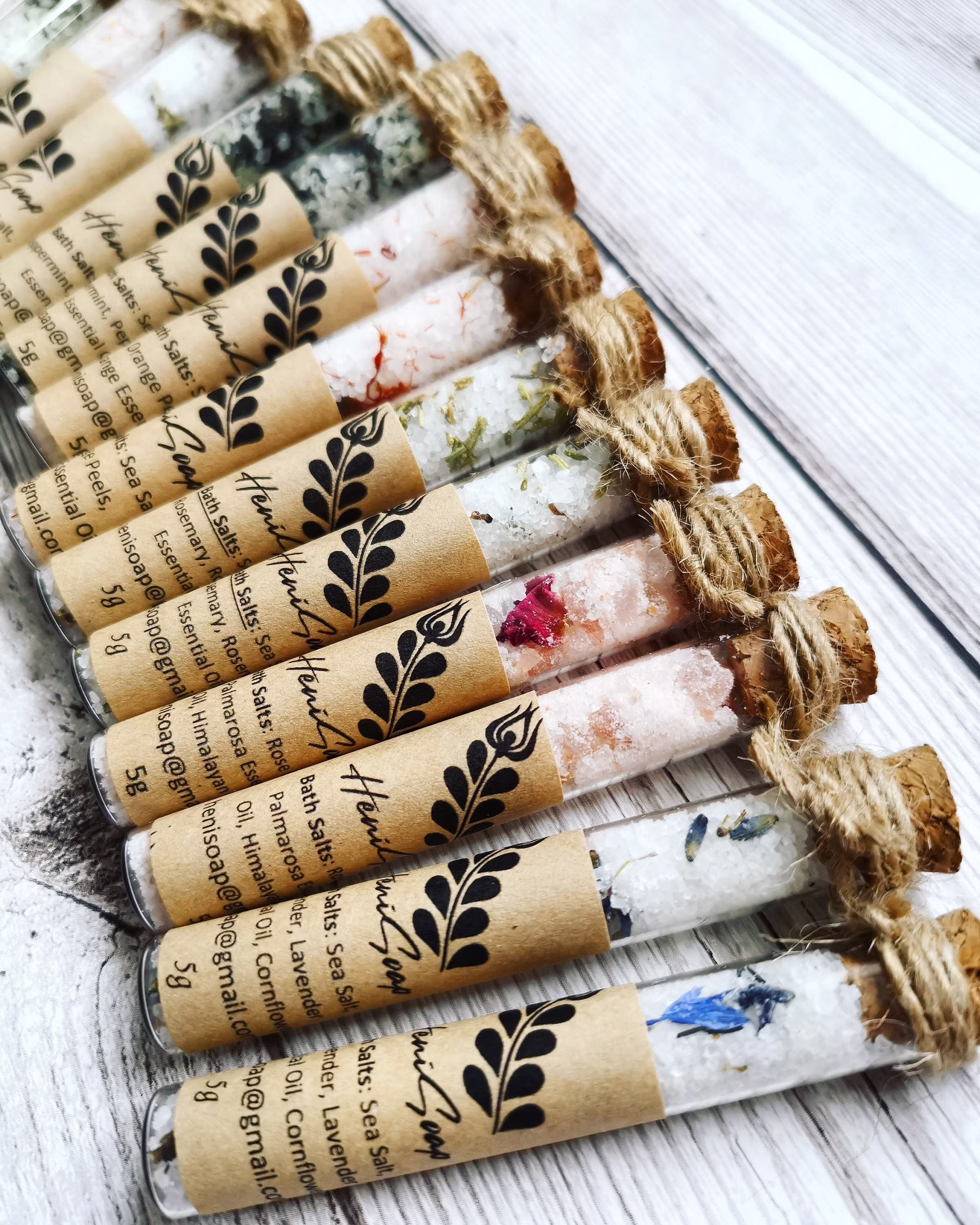 Relaxing Bath Salts-Christmas Stocking Filler-Party Favour - Spa Bath Soaks-Glass Tube Gifts-Hen Do Favours-Wedding Favour-Natural & Handmade