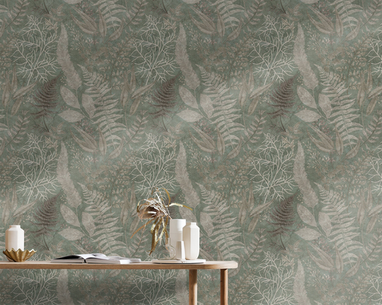 Water Herbs Grass Wallpaper, Removable Green Brown Plants Etno Bedroom Wallpaper