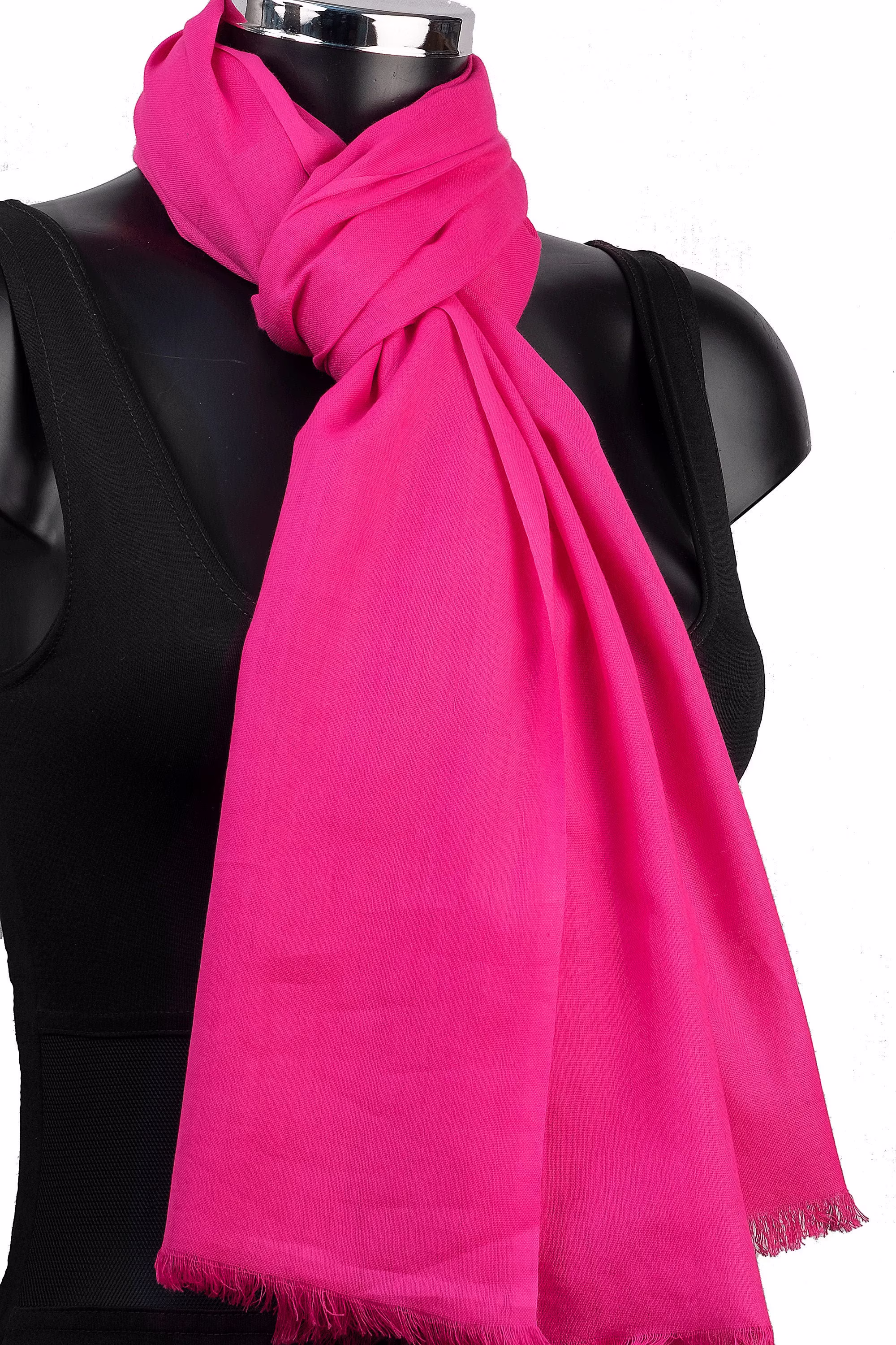 Organic Cotton Scarf, Fuchsia Shawl, Hot Pink Pashmina, Fair Trade Scarves, Clothing, Cerise Wrap, Gift For Girlfriend