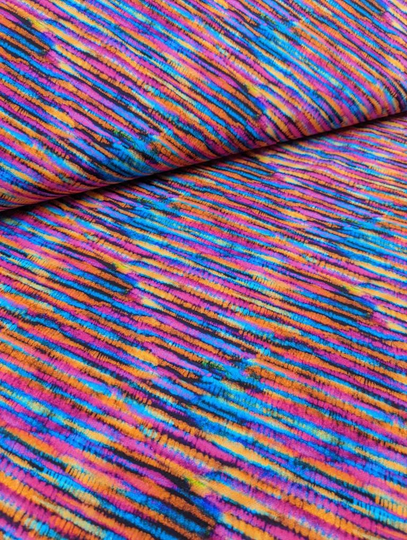 Gots Colourful Batik Organic Cotton Jersey Fabric, Stretch Knit Fabric