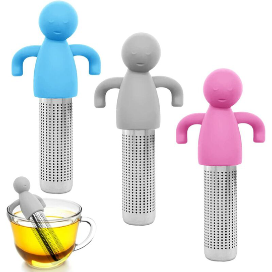 Set of 3 Stainless Steel Tea Infuser with Silicone Handle, Hanging Tea Strainer for Loose Tea, Tea Pipe Tea Diffuser Strainers, Tea Infuser for