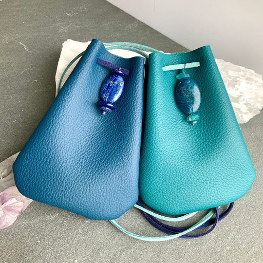 Large Medicine Bag Amulet Crystal Pouch Vegan Eco Leather Shaman Wiccan Spiritual Gift Altar Meditation Yoga Necklace Healing Stones