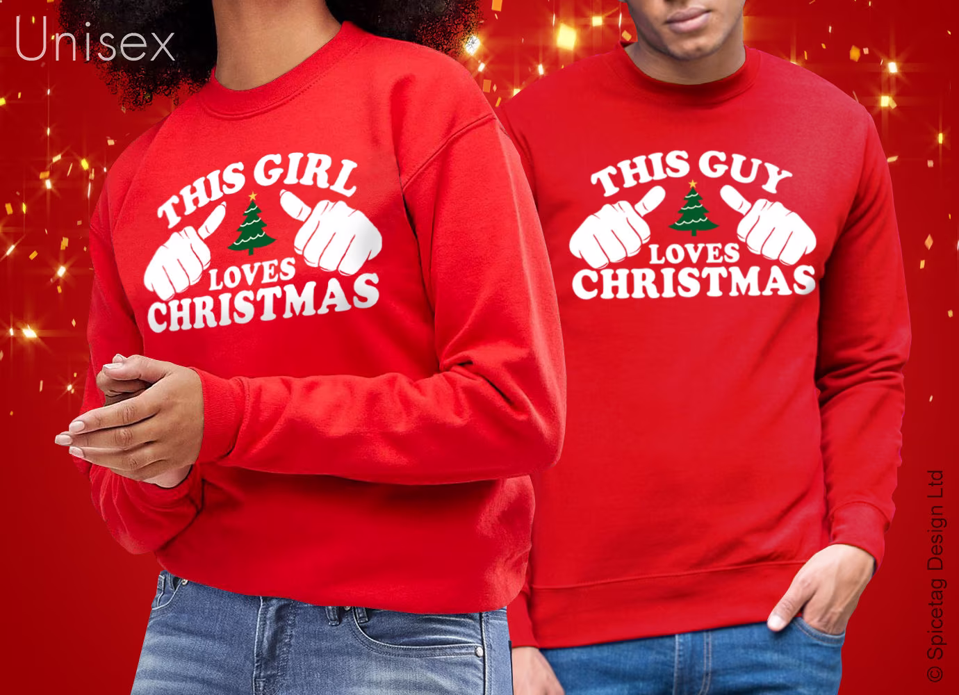 This Girl Guy Loves Christmas Sweater Father Santa Claus Sweatshirt Xmas Jumper Festive St. Nick Top Retro Style Seasons Greetings Love 2018