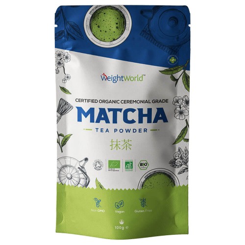 Organic Matcha Green Tea 100g Powder - 50 Servings - Ceremonial Grade Japanese Matcha Tea by WeightWorld