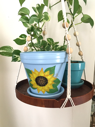 Hand Painted Sunflower Planter - Gift For Her Plant & Nature Lover Home Décor & Office