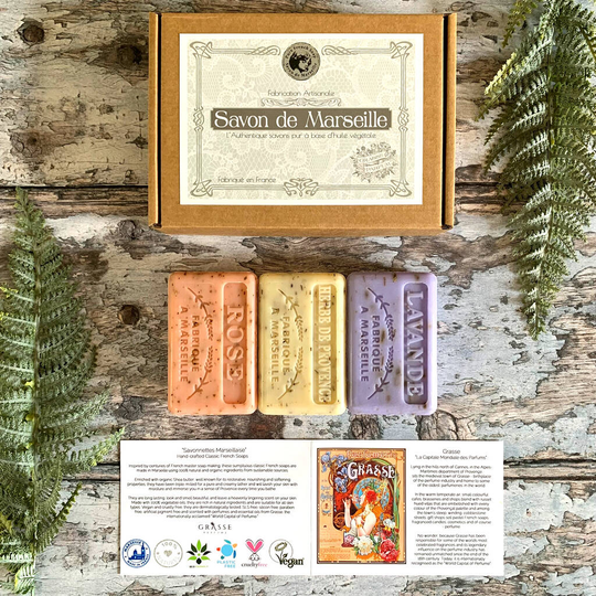 Three Exfoliating Fragranced Handmade French Soaps