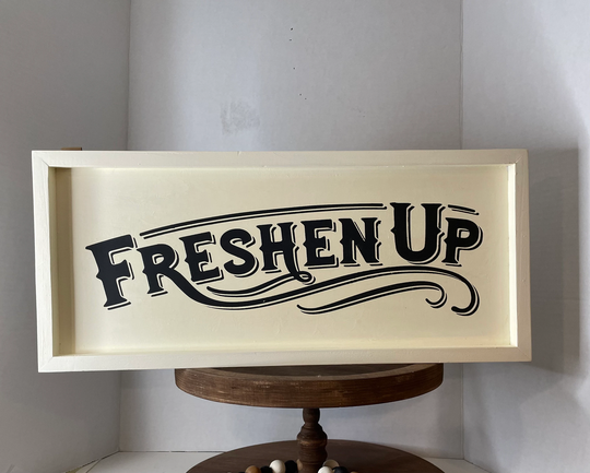 Wood Stenciled Bathroom Sign, Powder Room Wall Decor, Door Shelf Sitter