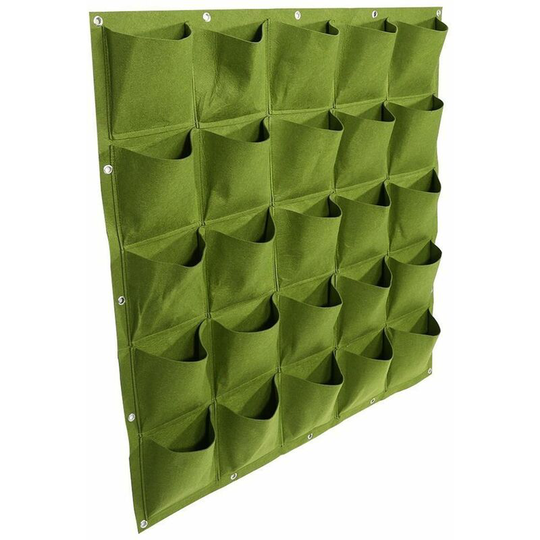 Qersta - 25 Pocket Vertical Grow Bag Hanging Flower Pot for Outdoor Garden Decoration (Green)