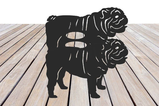 British Bulldog Garden Planter - Metal Outdoor Black Ornament