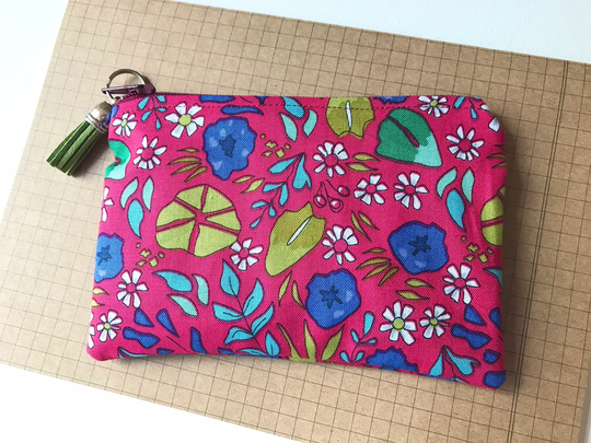 Coin Purse/ Card Pouch - Organic Cotton Cornflowers Wild Dreams Fabric