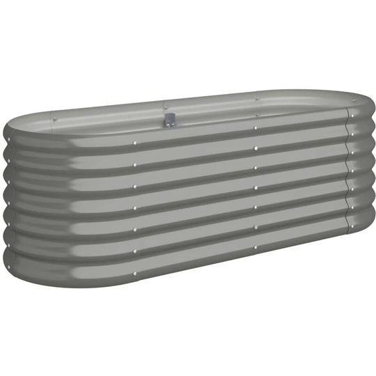 Garden Planter Powder-coated Steel 114x40x36 cm Grey vidaXL - Grey