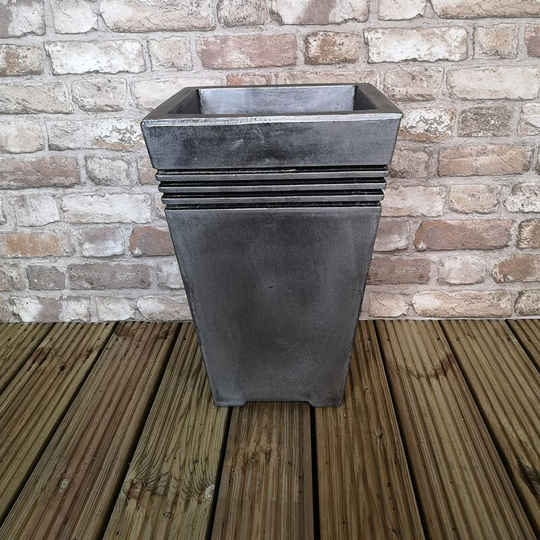 Milano Tall Grey Pewter Garden Planter - 45cm Tall