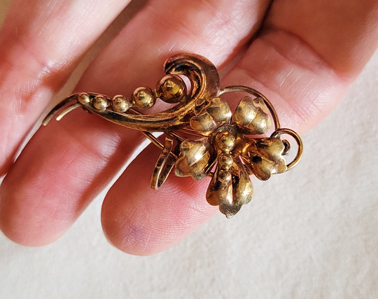 Vintage Art Nouveau 12K Gold Filled Watch Pin, Hibiscus Flower, Locket Chatelaine Brooch, Lapel Carl Art, Providence, Ri