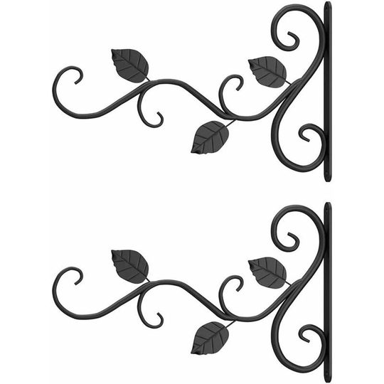 2 parts wall support, suspension support, metal hook wall supports wrought iron with garden screws, wind chilles 30x18cm