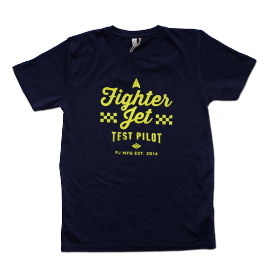 'Proper Job Fighter Pilot' Organic T Shirt, Blue