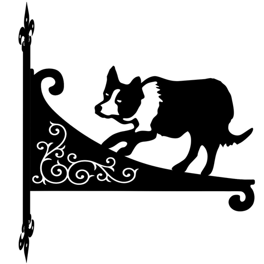 Border Collie Ornamental Scroll Hanging Bracket