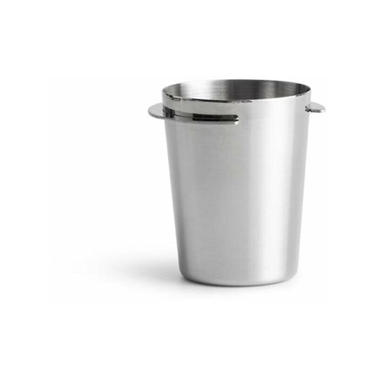 Measuring Cup Coffee Powder Cup, 304 Stainless Steel Powder Cup Italian Coffee Handle Powder Receiver Electric Manual Grinder Duster (51mm Silver)