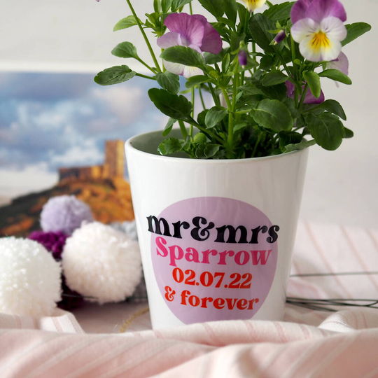 'Wedding Date And Forever' Personalised Plant Pot