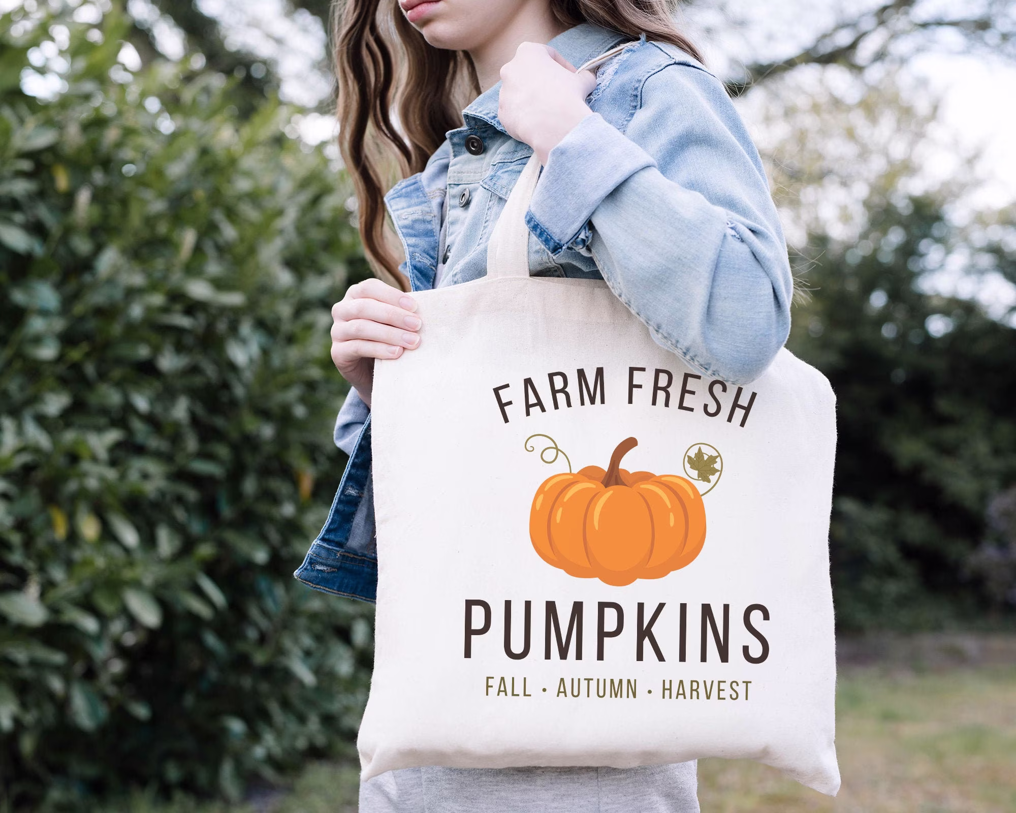 Fall Tote Bag, Pumpkin Spice Season, Canvas Reusable, Grocery Shopping Autumn Leaves, Shoulder Gifts For Her, Entryway Decor