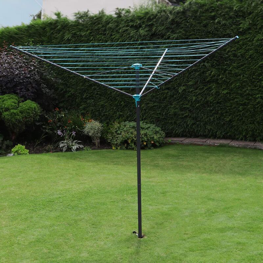JVL - 3 Arm Powder Coated Steel Rotary Airer, 45 Metres