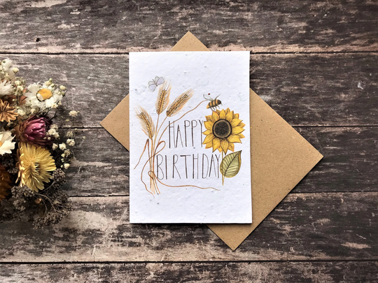 Plantable Seed Paper Birthday Card, Blank Inside, Sunflower Card, Sunflower, Card, Medow Flowers, Summer Flower, Happy Card