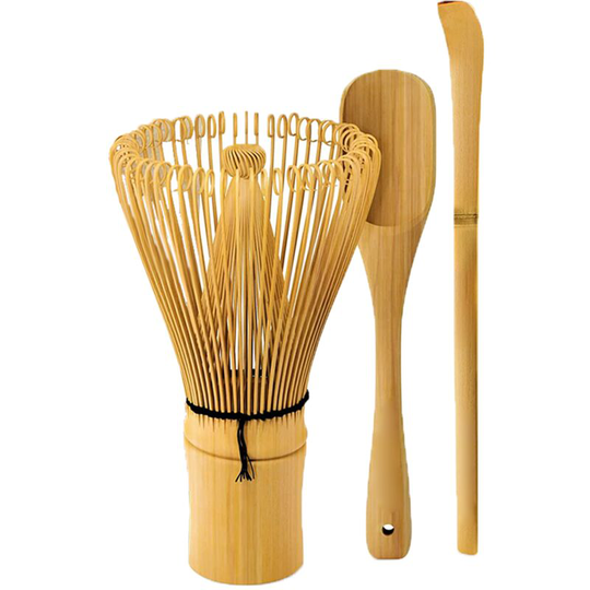 Matcha Whisk Set - Matcha Whisk, Traditional Scoop, Tea Spoon. Handmade from Natural Bamboo