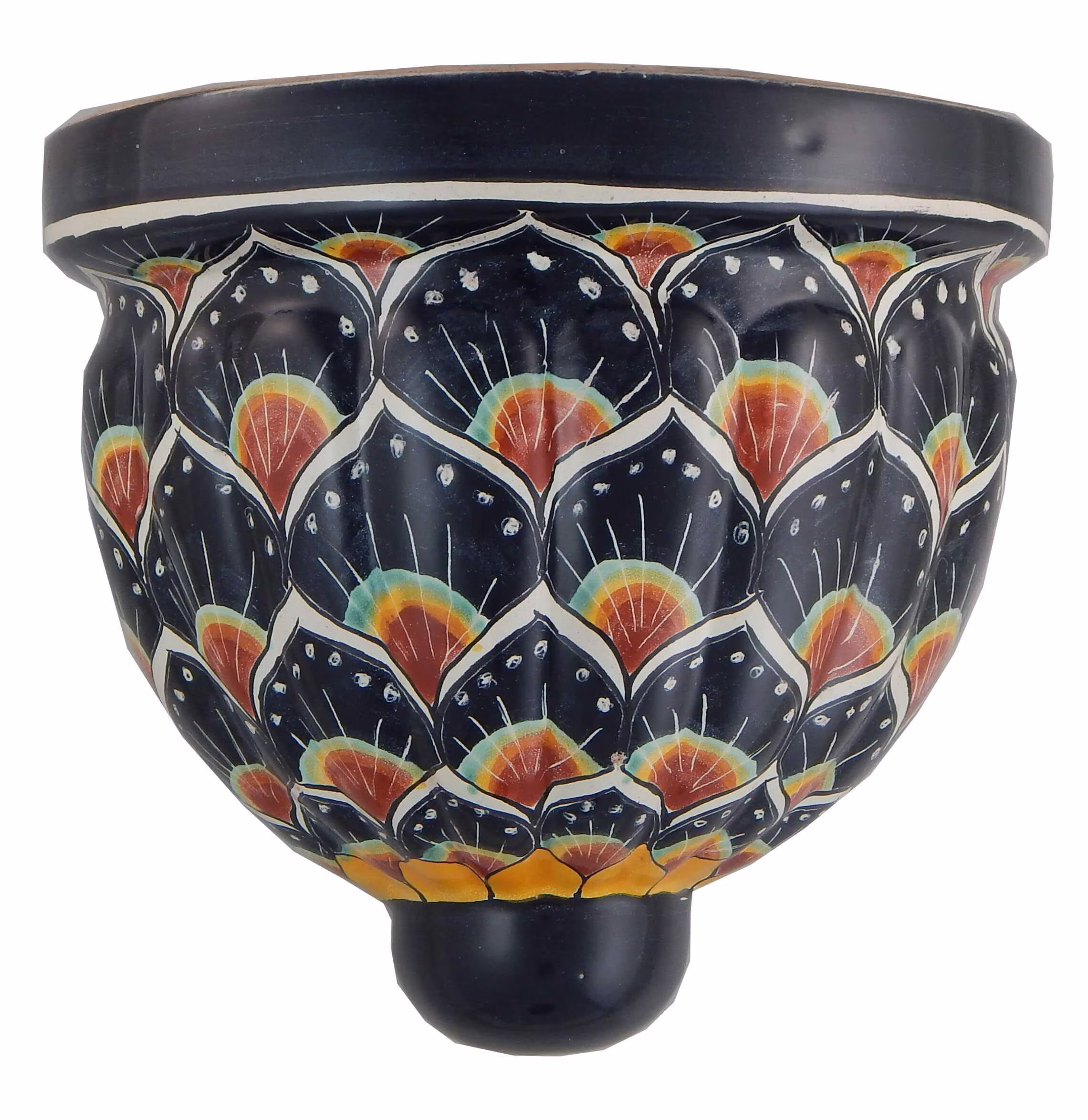 Mexican Talavera Wall Planter Handmade Handpainted Pottery Hanging Sconce-32