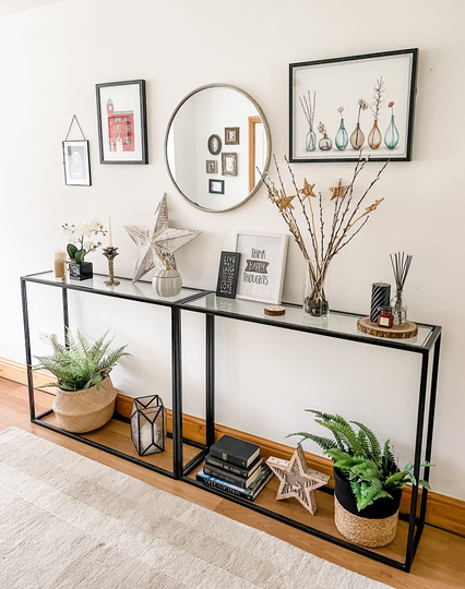 steel Glass Display Unit - Black Powder-Coated Finish