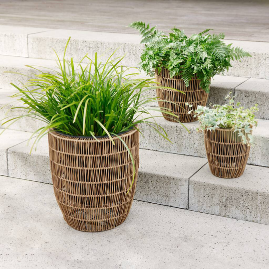 Indoor Outdoor Woven Rattan Effect Planter